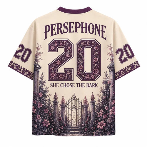 2026 Summer Fashion Dark Gothic Underworld Queen Persephone 3D Printed Loose Street Punk Outdoor Leisure V-neck T-shirt Large