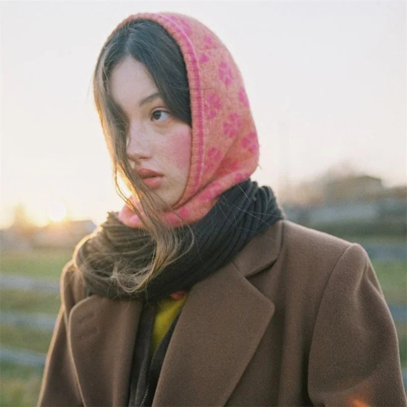 2023 Winter Balaclava Hats For Women Knitted Hooded Caps Designer's Cute personality Hats One-Piece Neck Collar Beanies Cap SS69