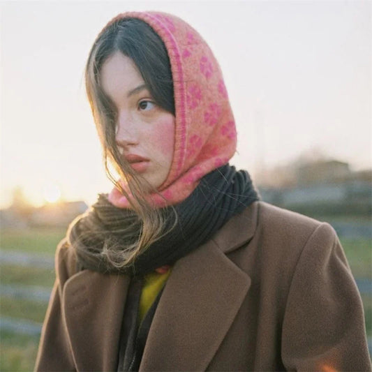 2023 Winter Balaclava Hats For Women Knitted Hooded Caps Designer's Cute personality Hats One-Piece Neck Collar Beanies Cap SS69