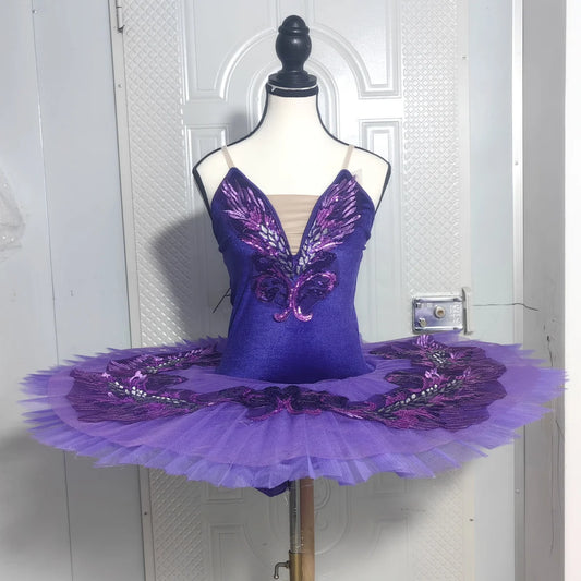 Yackalasi Professional White Swan Lake Pancake Ballet Tutu with Sequins