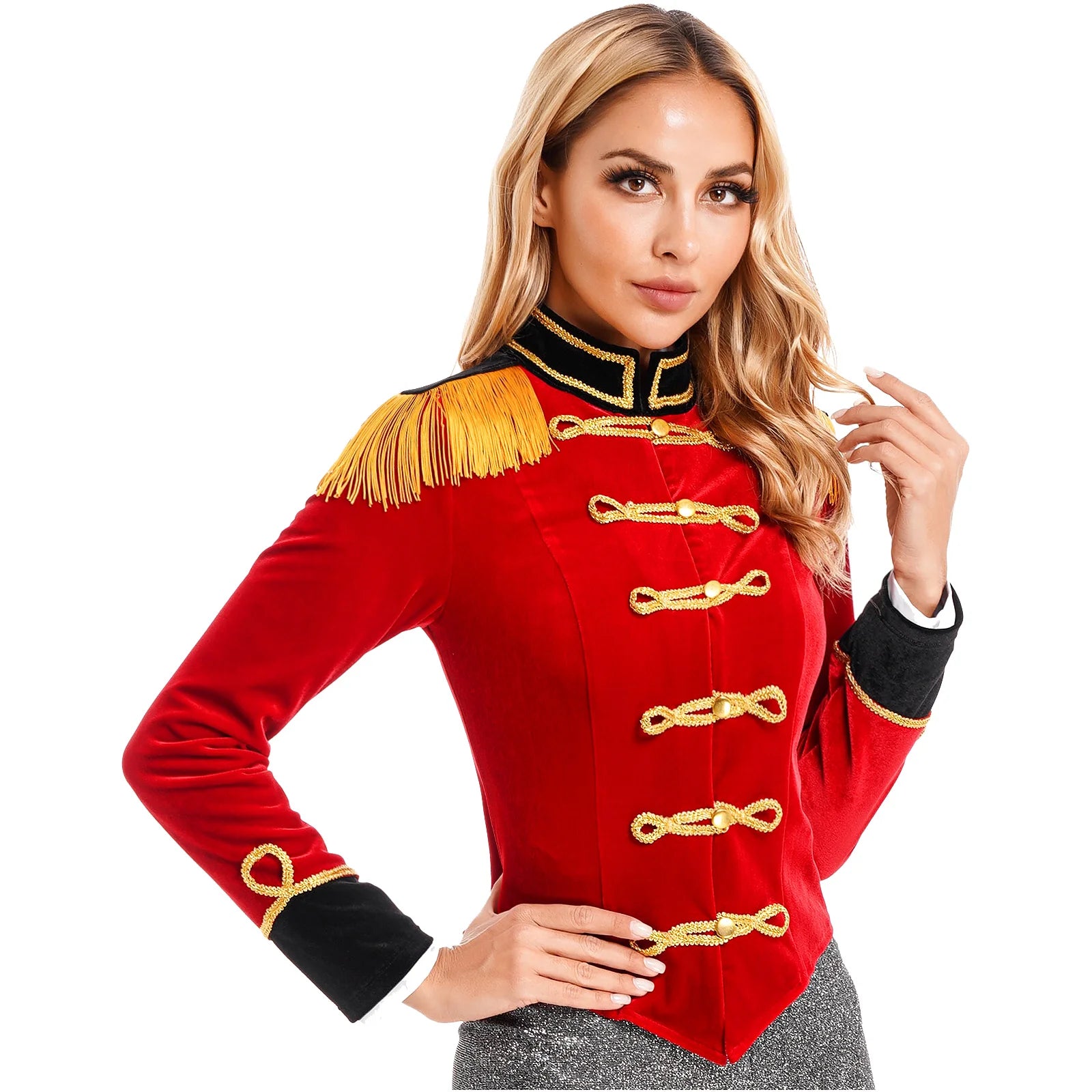 Women Circus Ringmaster Costume Showman Majorette Tassel Tailcoat Jacket Halloween Carnival Lion Tamer Cosplay Costumes