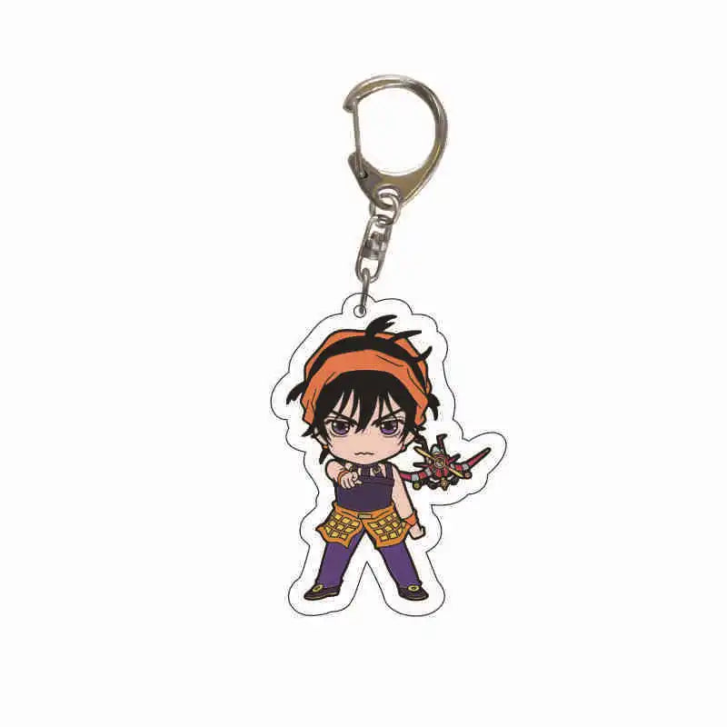Anime Jojos Bizarre Adventure Keychains Cartoon Figure Acrylic Key Ring Kujo Jotaro Ghirga Narancia Bruno Key Chain Fans Gifts