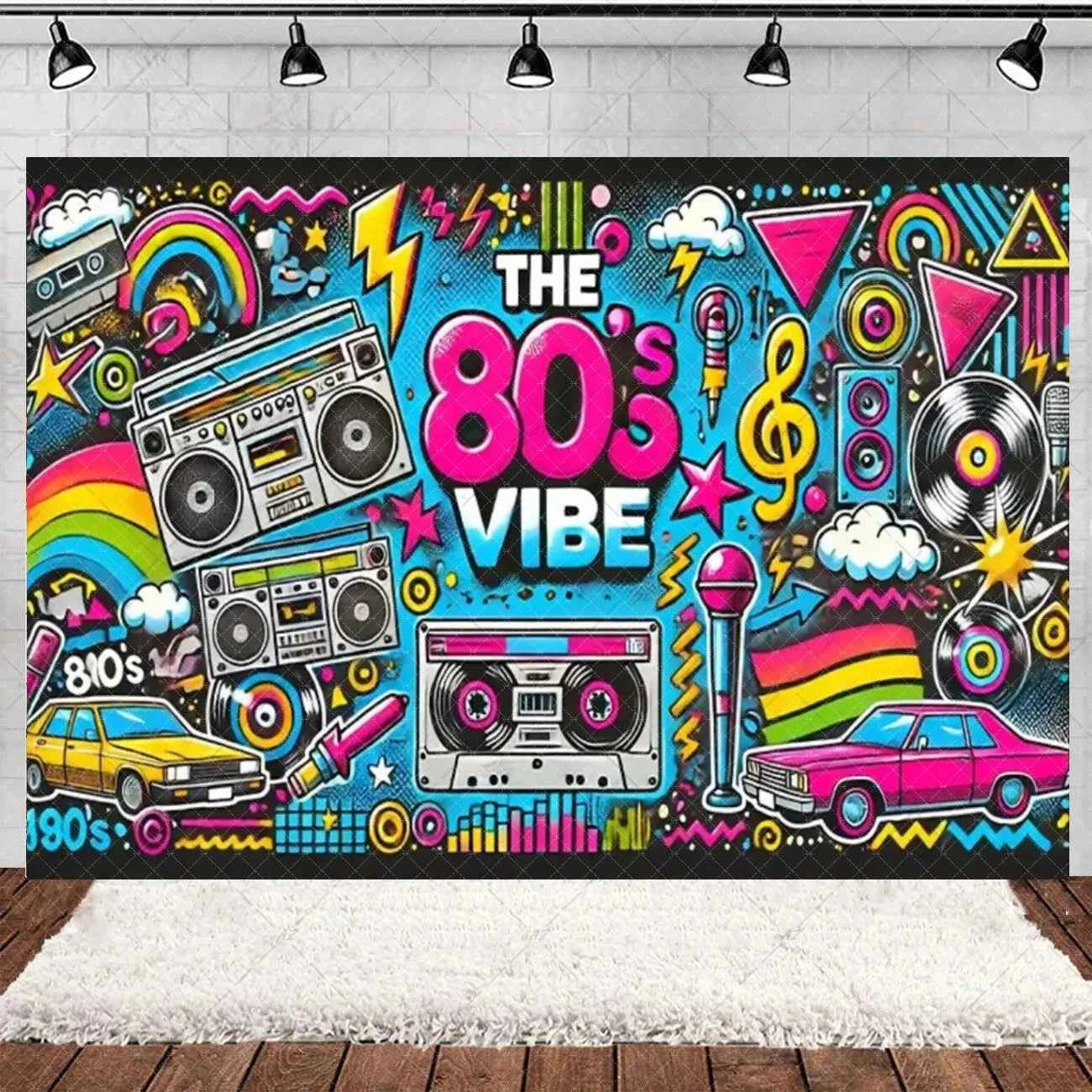 Retro Back to the 70s 80s 90s Backdrop Music Party Decorations Neon Light Graffiti Tapes Disco Background Photo Studio Supplies