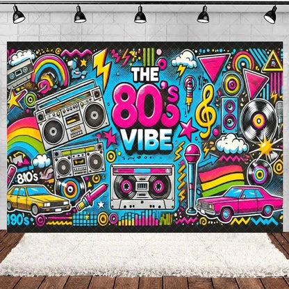 Retro Back to the 70s 80s 90s Backdrop Music Party Decorations Neon Light Graffiti Tapes Disco Background Photo Studio Supplies