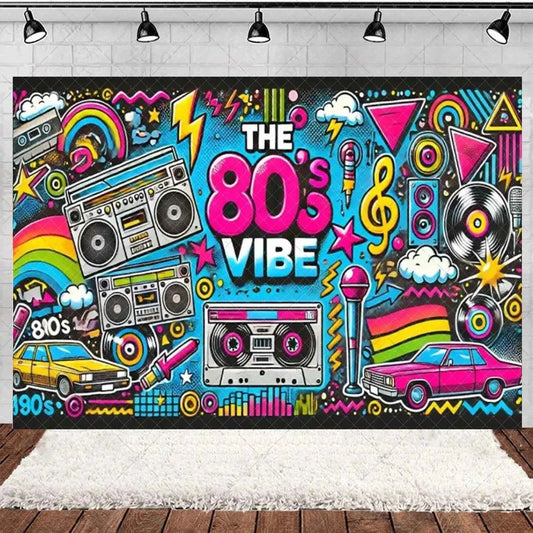 Retro Back to the 70s 80s 90s Backdrop Music Party Decorations Neon Light Graffiti Tapes Disco Background Photo Studio Supplies