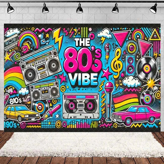 Retro Back to the 70s 80s 90s Backdrop Music Party Decorations Neon Light Graffiti Tapes Disco Background Photo Studio Supplies