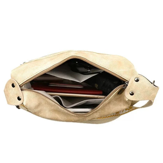 FXZLLQCN Vintage Faux Leather Multi-Layer Crossbody Bag with Zipper Closure