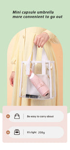 Mini Capsule Umbrella, Ultra-Light Sun Protection UV Blocking, Fashion Casual Basic Style, Manual Open, 6 Ribs Iron Frame