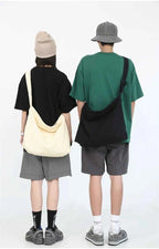 Simple Shoulder Bags Men Solid Cleanfit Unisex Bolsos Vintage Thicken Autumn Japanese Harajuku Canvas Large Capacity Handbags