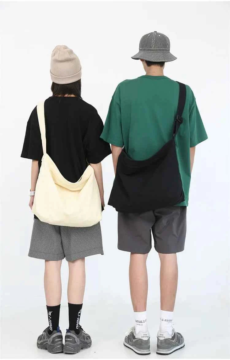 Simple Shoulder Bags Men Solid Cleanfit Unisex Bolsos Vintage Thicken Autumn Japanese Harajuku Canvas Large Capacity Handbags