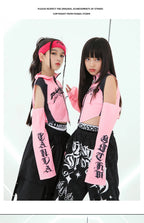 Hip Hop Dance Costume for Girls Pink Tops Black Pants Teenagers Boys Jazz Dance Performance Clothes Kpop Outfits Kids Stage Wear SS69