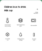 350ml Cute Unicorn Children Milk Cup With Scale Transparent Breakfast Cup With Straw Lid Cartoon Glass Cup For Kids Drinkware
