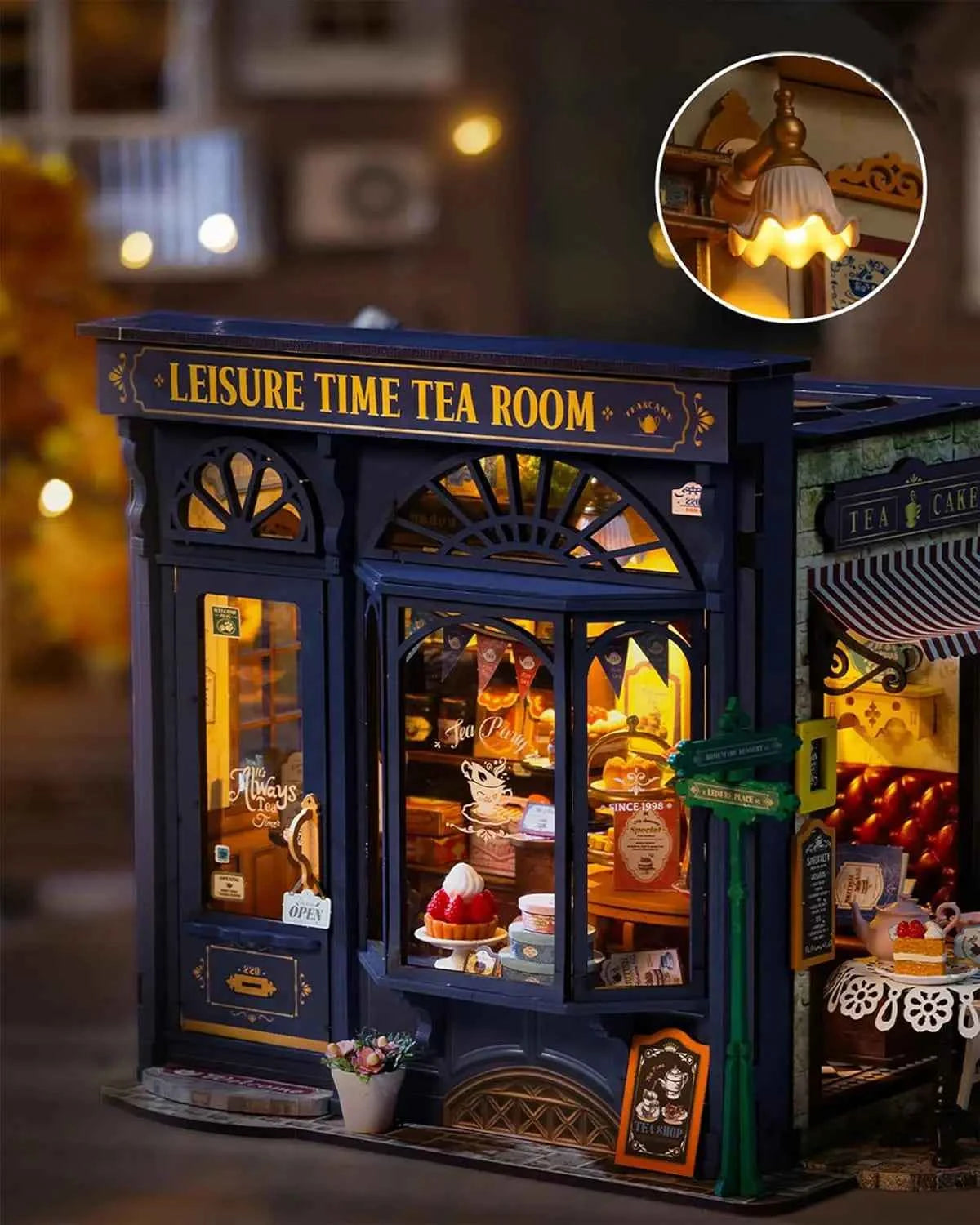 Robotime Rolife DIY Miniature Dollhouse Kit Leisure Time Tea RoomCrafts Hobbies Amazing Gift for Women Children DG171