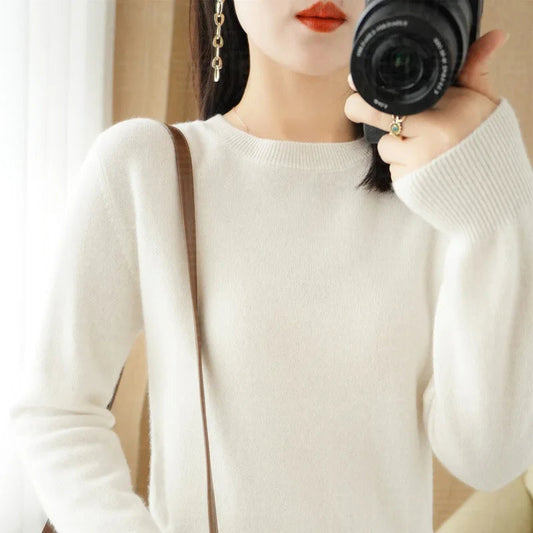 Autumn And Winter Cashmere Sweater Women's Crew Neck Pullover Casual Knitted Top Women's Short Undercoat Fashion 18 Colors SS69 15.69 SKU-01 / M