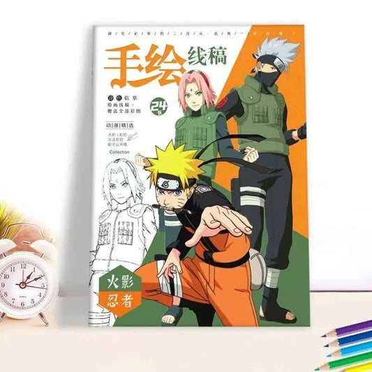 24pcs NARUTO Characters Colorful Cartoon Art Book for Drawing and Improving Your Skills