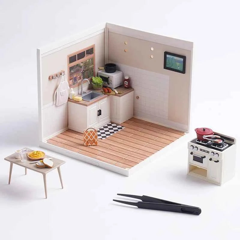 Robotime Rolife 3D Puzzle Model Super Store Series Happy Meals Kitchen Plastic DIY Miniature House Kit Building Blocks Kits