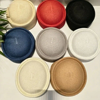 Fashion Mesh Hollow Breathable Summer Pillbox Beret Hat Women Colorful Outdoor Hard Pink Elegant Sun Cap Wholesale Taqiyah Kufi