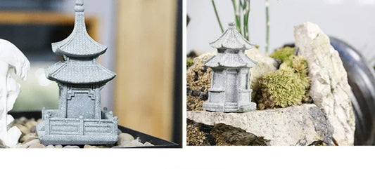 Miniature Sandstone Zen Tower Ornament for Bonsai Garden and Fish Tank