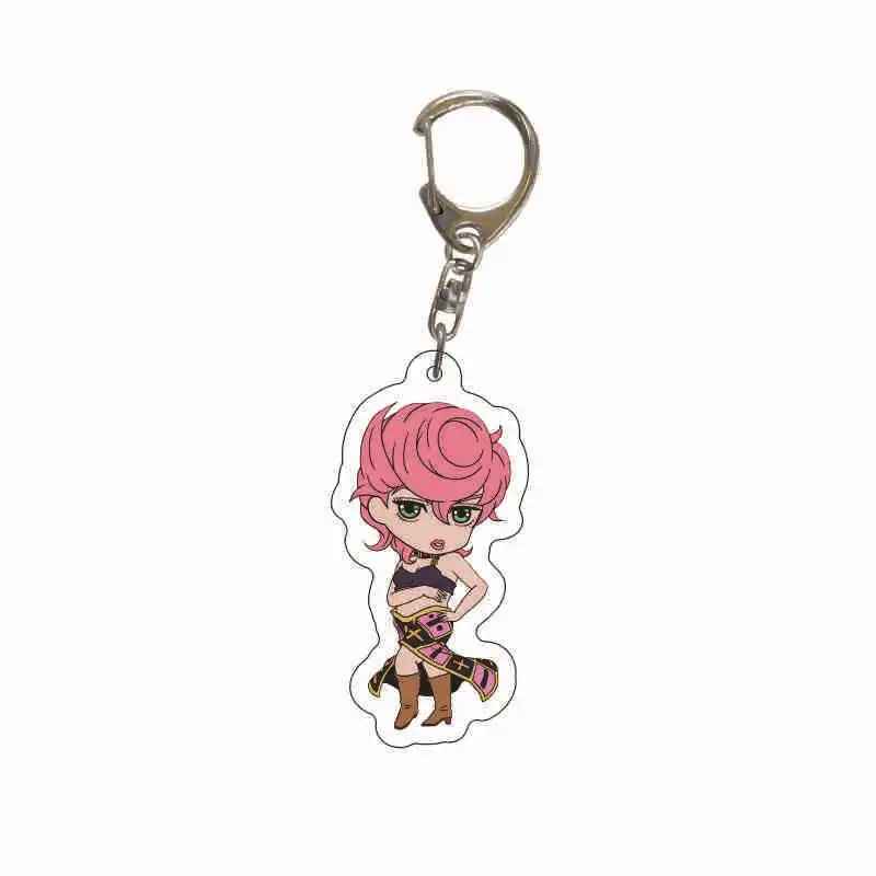 Anime Jojos Bizarre Adventure Keychains Cartoon Figure Acrylic Key Ring Kujo Jotaro Ghirga Narancia Bruno Key Chain Fans Gifts