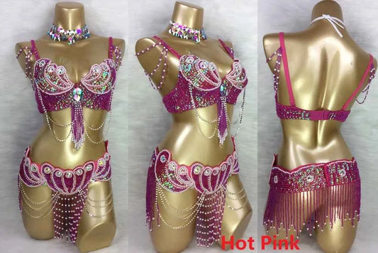 Sexy belly dance BRA+belt 2piece/ set costume set hot girl stage dance show clothing party evening event wear