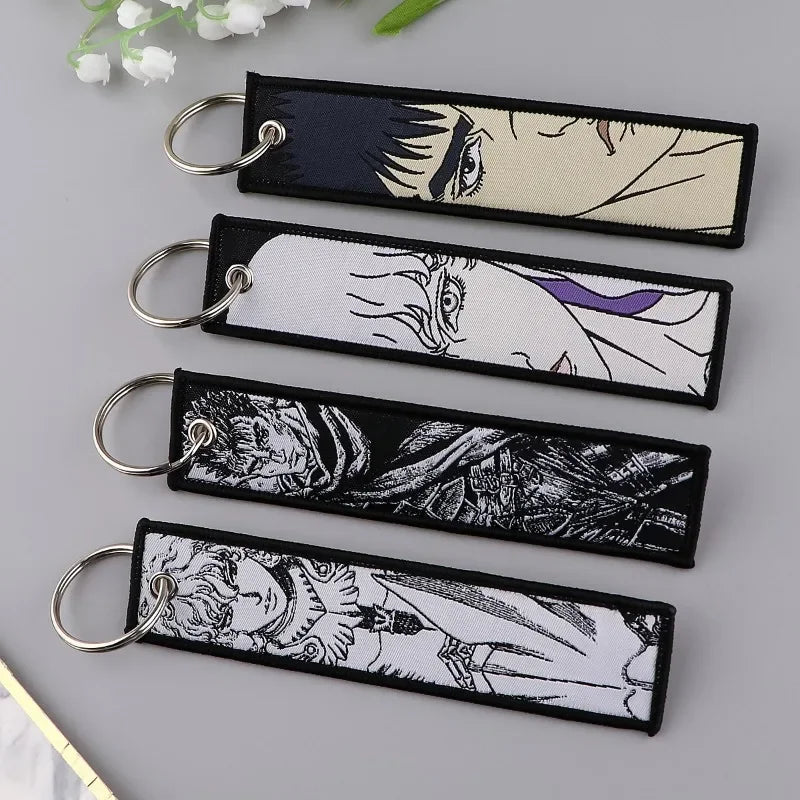 Sword Wind Legend Anime JOJO Wonderful Adventure Weaving Mark Keychain Sword Wind Legend Decorative Chain Fabric Key Pendant