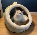 Cartoon Cat Cave Bed, Foldable Cotton Pet Sleeping Mat
