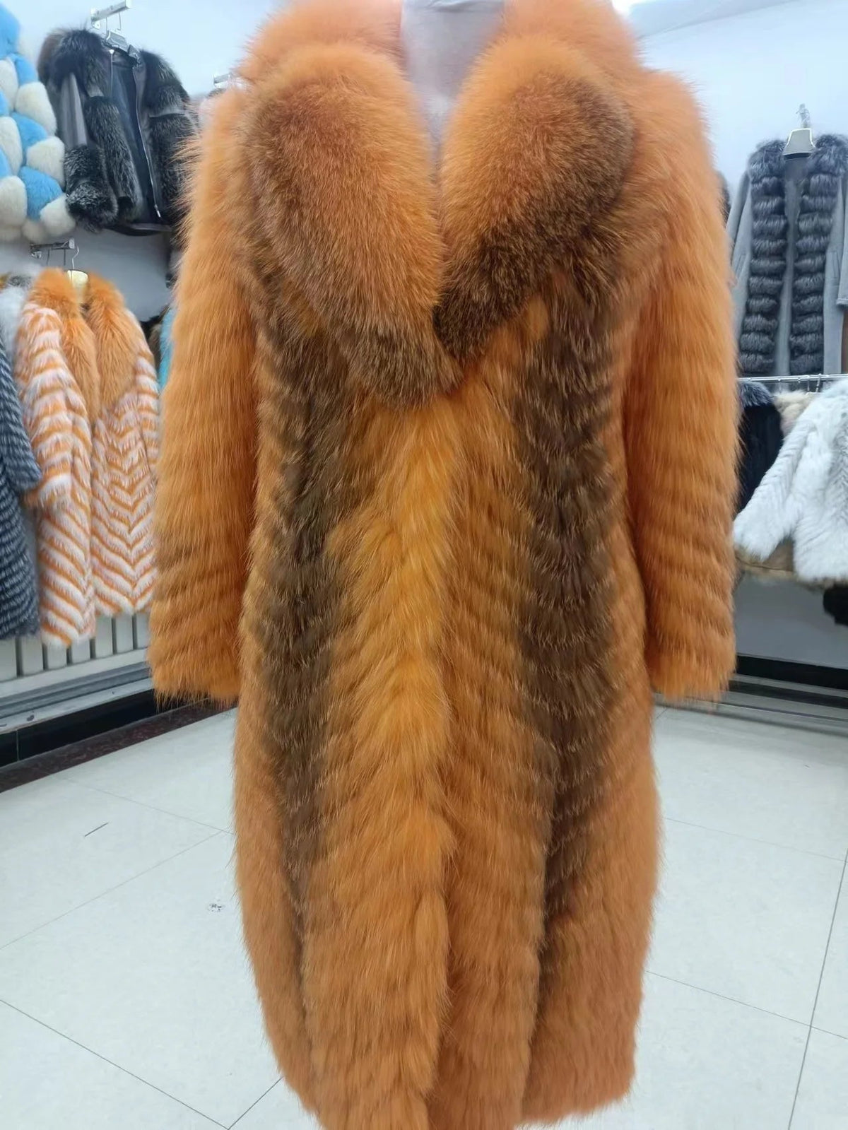 Furyoume Hot 2024 Women Winter Coat Real Fox Fur Coat X-long Luxury Clothes Natural Fluffy Fur Jacket Ladies Fashion Streetwear SS69