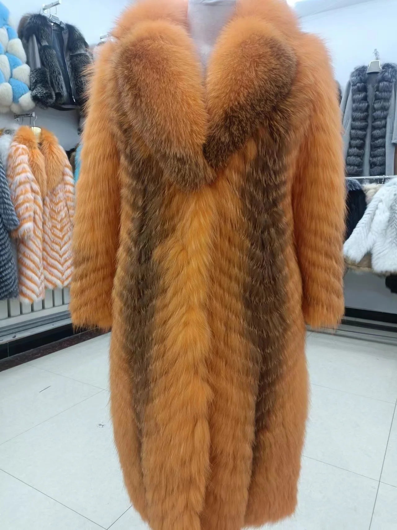 Furyoume Hot 2024 Women Winter Coat Real Fox Fur Coat X-long Luxury Clothes Natural Fluffy Fur Jacket Ladies Fashion Streetwear SS69