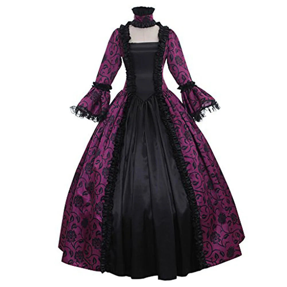 Women Cosplay Marie Antoinette Dress Medieval Flare Sleeve Victorian Party Formal Gown Renaissance Gothic Floral Robe Plus Size SS69 32.69 PURPLE / 5XL