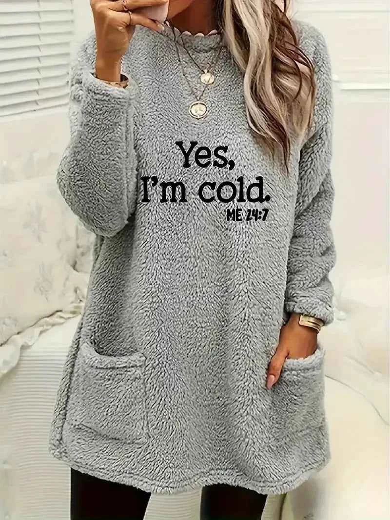 Plus-size European and American cross-border  autumn and winter new casual print pocket plush sweatshirt