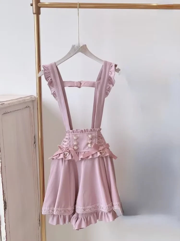 Japanese Kawaii Mini Cake Skirts Womens Jupe Fairy Bandage Lolita High Waist Y2k Aesthetic Sweet Lace Gothic JK Faldas Skirt SS69 24.69 1166 pink / XL