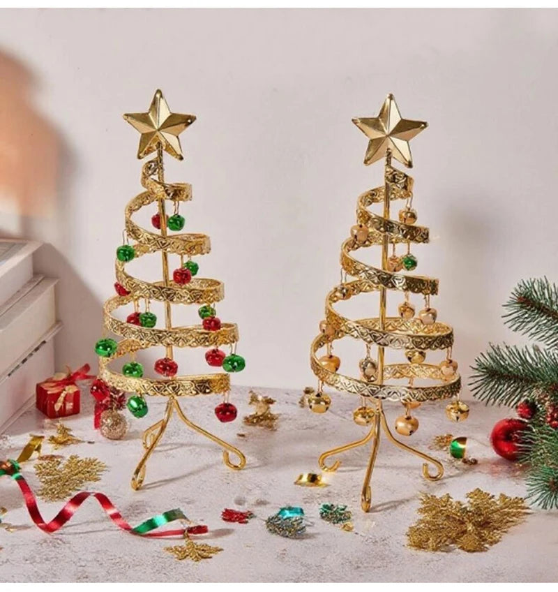 Iron Lace Christmas Tree Mini With Bell Star Desktop Ornament Ornament New Year Christmas Eve Gift Celebrate Party Xmas 2026