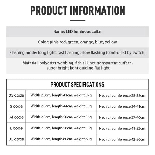 USB Charging LED Dog Collar Dog Safety Night Light Flashing Necklace Fluorescent Collars Pet Supplies SS69