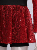 Inlzdz Women's Sequin Tassel Ringmaster Leotard Dress
