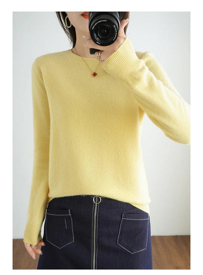 Autumn And Winter Cashmere Sweater Women's Crew Neck Pullover Casual Knitted Top Women's Short Undercoat Fashion 18 Colors SS69