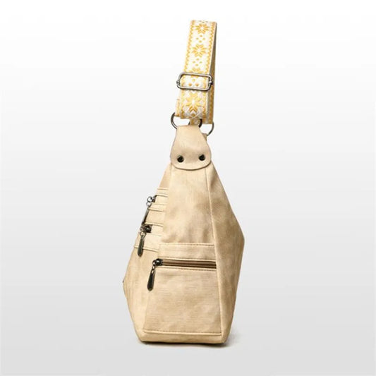 FXZLLQCN Vintage Faux Leather Multi-Layer Crossbody Bag with Zipper Closure