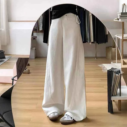 Drawstring Adjustable Maternity Wide-Leg Curve Pants High Waist Belly Support Retro Baggy Trousers for Spring Autumn 3 Colors