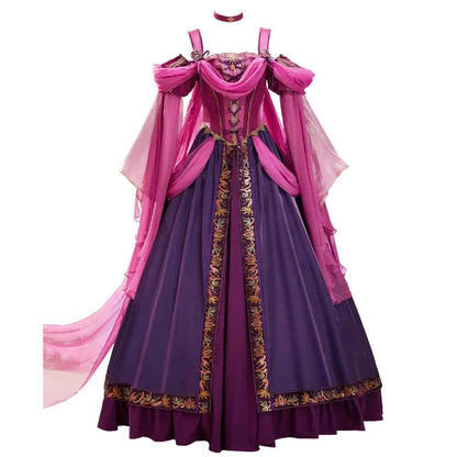 Miccostumes Women Medieval Princess Cosplay Dress with Flower Headpiece