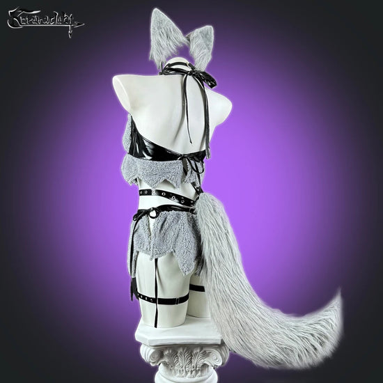 Halloween Women Wolf girl Cosplay costumes Gray lingerie set Leather collar Werewolf Plush underwear - SS69