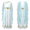 Women's Grecian Toga Dress with Flowy Tulle Shawls