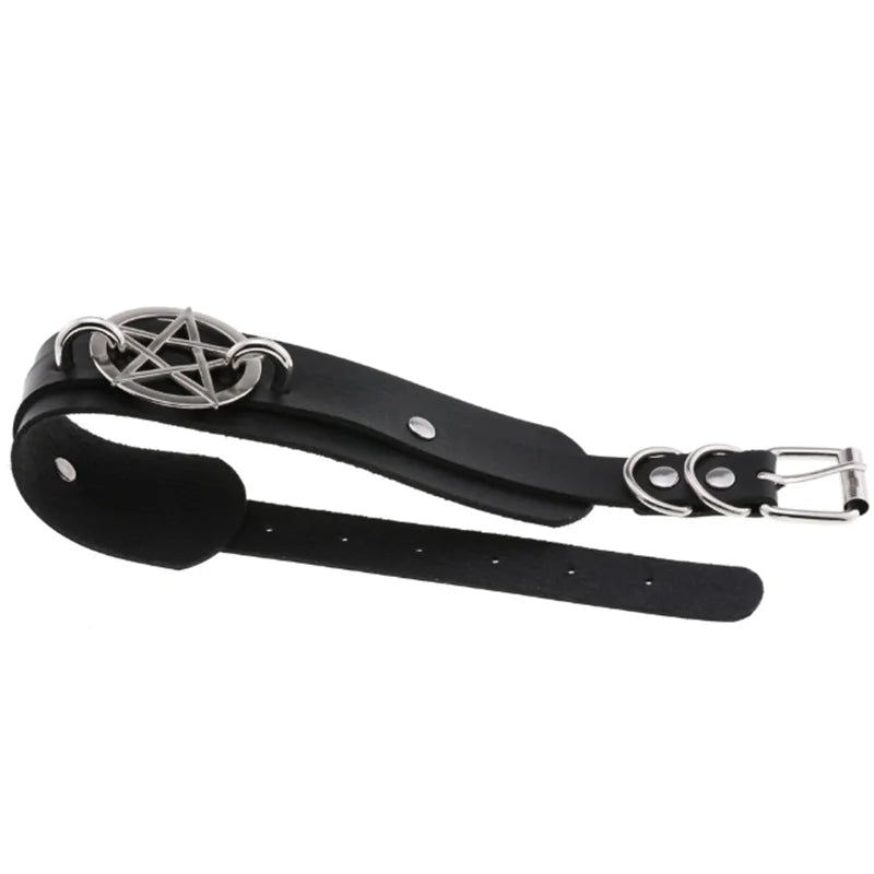 1Pc Harajuku Gothic Spike Rivet Star Necklaces Collares Hip Hop Rock Black Bowknot PU Lace Leather Sexy Y2K Girl Choker Jewelry SS69