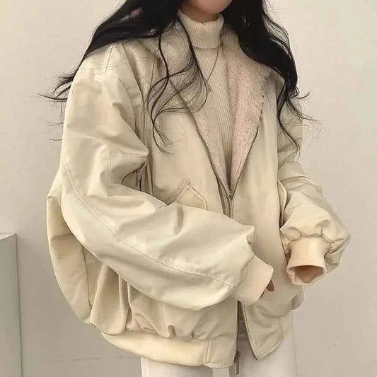 Smvp Winter Thicken Warm Parkas Women Fashion Double Sided Hooded Fleece Coat Ladies Korean Loose Long Sleeve Zip Up Jackets