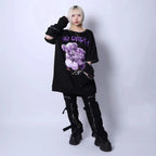 Harajuku Printed Black Zipper Hoodie