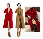 SENTUBILA Women's 100% Wool Long Wrap Coat with Belted Waist