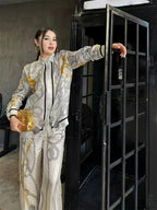 Camisas Newest Exclusive Women Luxury Shirt Long Sleeve Lapel Satin Shirt Old Money Print Brand Design Shirt OL Blouse руба