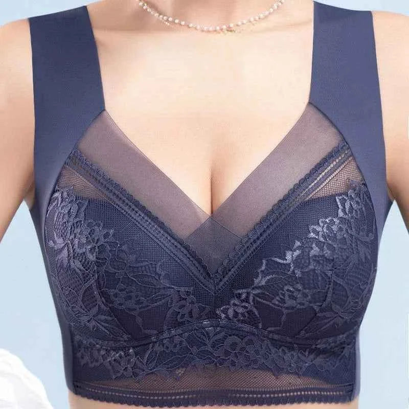 L-6L Women Large Bra Push Up Ice Silk Seamless Upper Bralette Lace Wireless Summer Bras Top Lingerie Underwear Brasieres Mujeres
