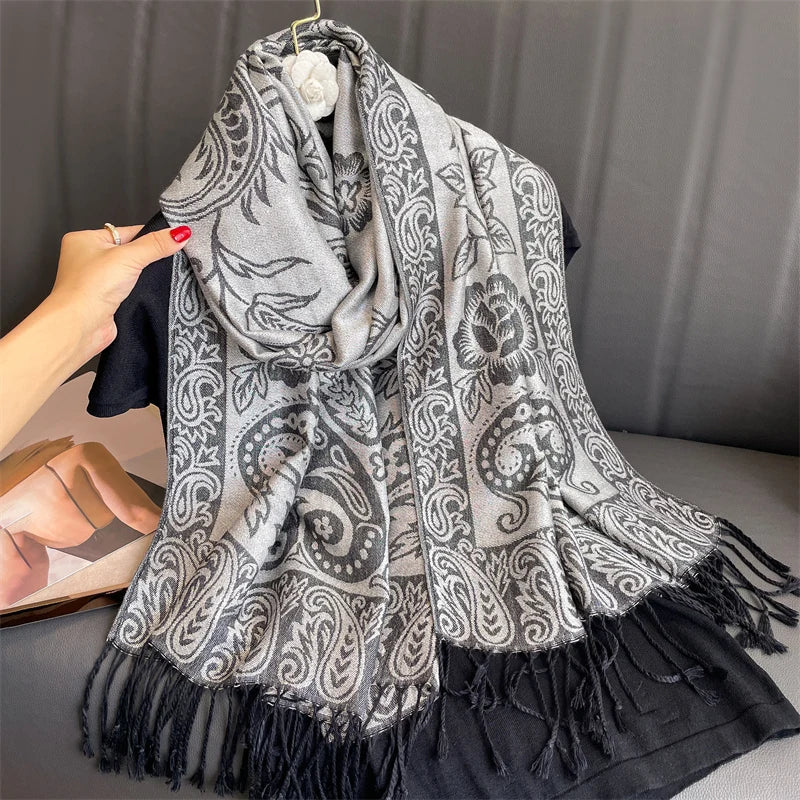 Luxury Brand Autumn Cashmere Pashmina Shawl Lady Wrap Warm Winter Scarves Design Print Female Foulard Cotton Stoles Scarf 2023 SS69 13.69 T096-06