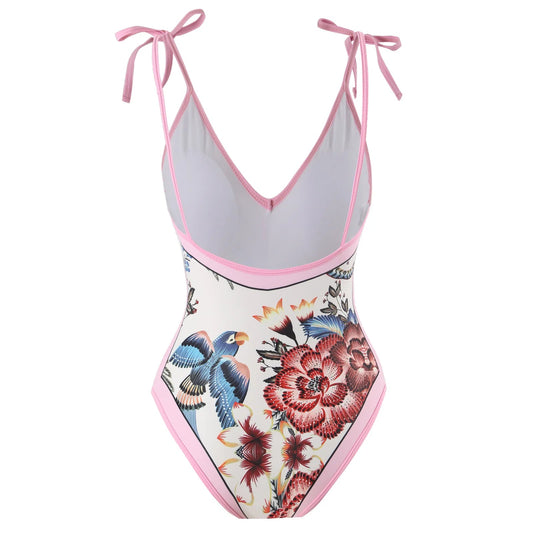 2023 New Arrival Push Up Women Bikini Set Floral Printed Ruffle Bikinis Strappy Bandage Swimwear Brazilian Biquini Bathing Suit SS69