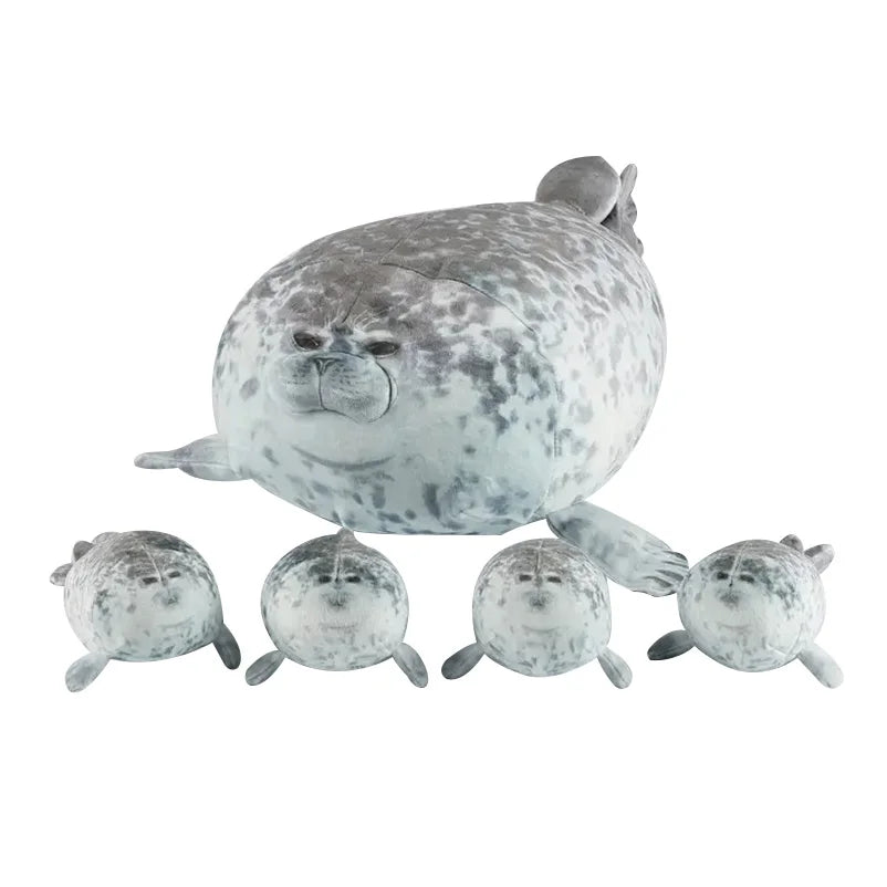 40cm Mother and Baby Seal Plush Toy Set - Soft Grey Stuffed Animal