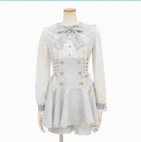 Japanese Mine Mass-Produced Short-Sleeve Shirt Dress Shorts Set Women Sweet Liz Doll Collar Bow Shirt Dress Two-Piece Suit